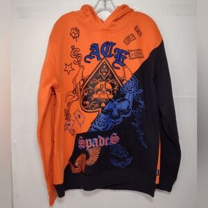 Black Pike Men's Orange and Black Graphic Hoodie Size ((2XL)